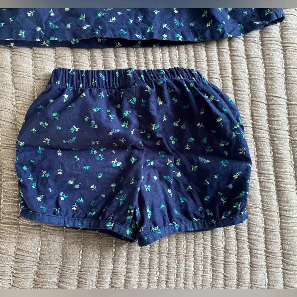 Carter's- 100% cotton toddler 3T Navy Floral matching Set floral button ruffle